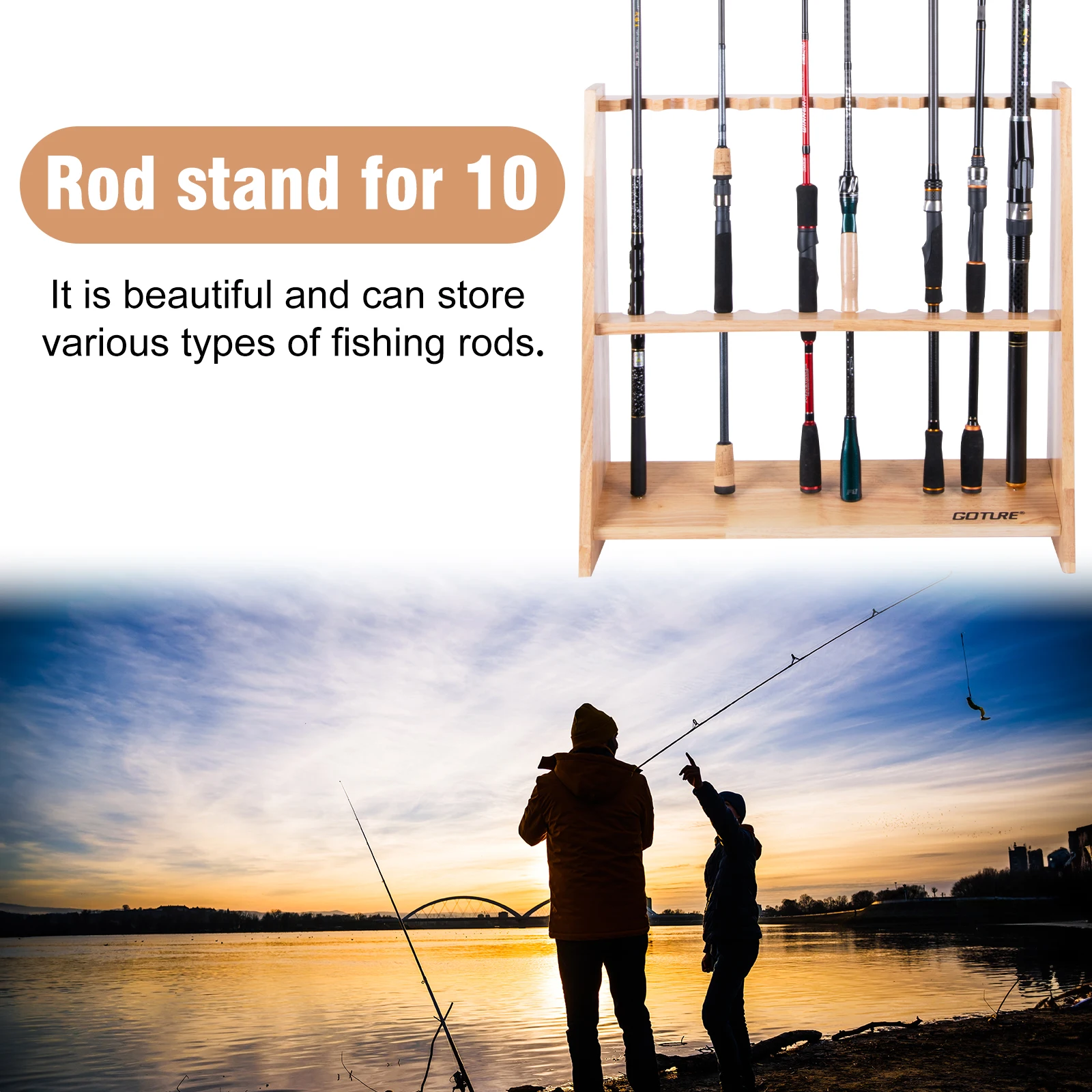Goture Wooden Fishing Rod Hold - огляд і ціна Fishing Rod Rack