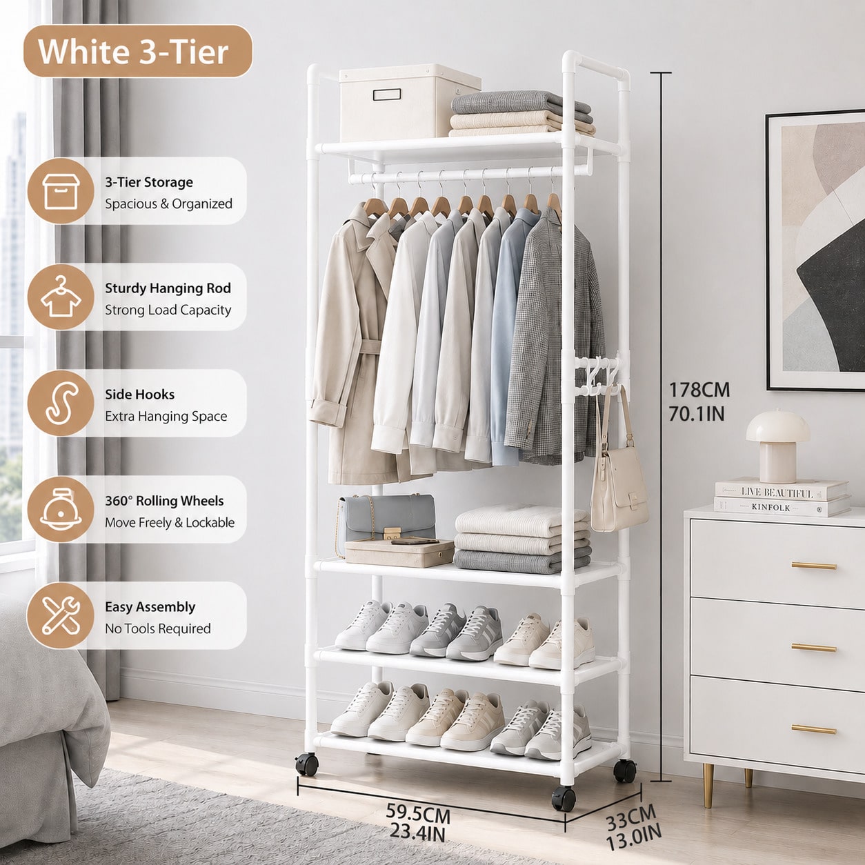 Rolling Clothes Rack With Whee - огляд і ціна Fishing Rod Holder