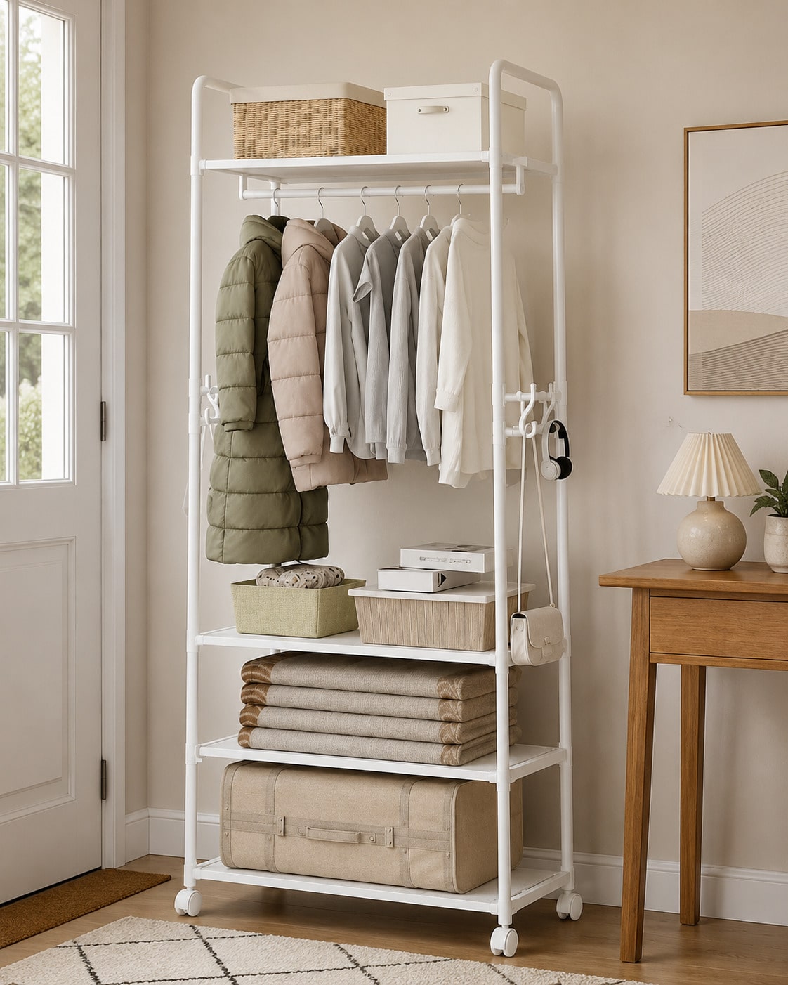 Rolling Clothes Rack With Whee - огляд і ціна Fishing Rod Holder